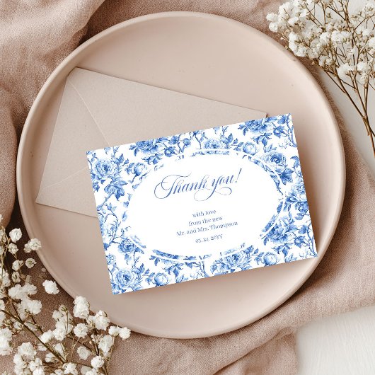 Blue Roses Luxe Wedding Thank You Card サンキューカード