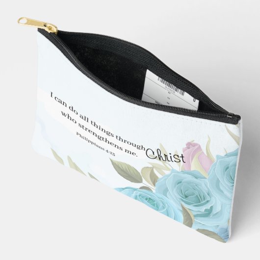 Blue Roses Personalized Faith-Based アクセサリーポーチ (見開き)