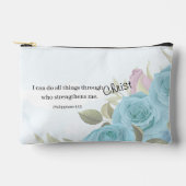 Blue Roses Personalized Faith-Based アクセサリーポーチ (正面)
