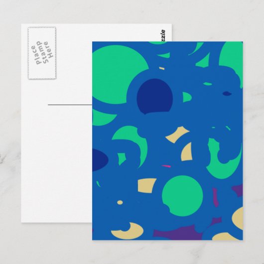 blue round happy go lucky ポストカード (正面/裏面)