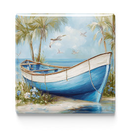 Blue Rowboat Beach Fridge Magnet | Coastal Magnet マグネット
