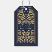 Blue Royal Medieval Gold Sword Wedding Welcome ギフトタグ (正面)