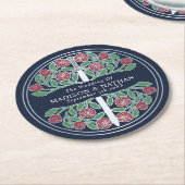 Blue Royal Medieval Silver Sword Wedding ラウンドペーパーコースター (アングル)