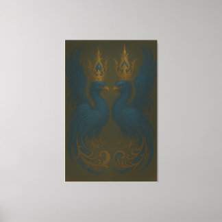 Blue Royal Phoenix Duo · Luxury Canvas Print キャンバスプリント