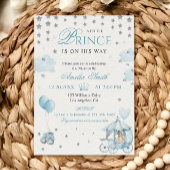 Blue Royal Prince Baby Shower Invitation Carriage 招待状