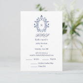 BLUE RSVP card Monogram With 2 Entree Choice エンクロージャーカード (スタンド正面)