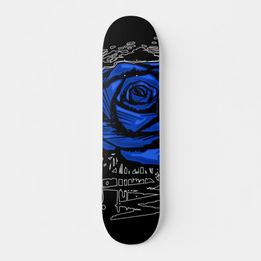 Blue Rugged Rose Graffiti Art • Urban Street スケートボード (正面)