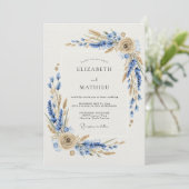 Blue Rustic Botanical Wedding 招待状 (スタンド正面)