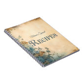 Blue Rustic Floral Victorian Family Recipe Book ノートブック (右側)