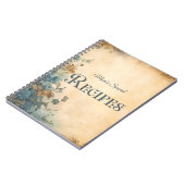 Blue Rustic Floral Victorian Family Recipe Book ノートブック (左側)