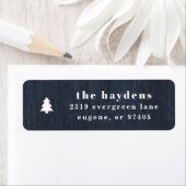 Blue Rustic Tree Woodgrain Return Address Label ラベル (インサイチュ)