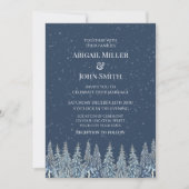 Blue Rustic Winter Forest Wedding Invitations 招待状 (正面)