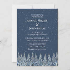 Blue Rustic Winter Forest Wedding Invitations 招待状