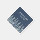 Blue Rustic Winter Forest Wedding Napkin スタンダードカクテルナプキン (角)