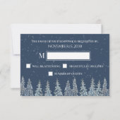 Blue Rustic Winter Forest Wedding RSVP (正面)