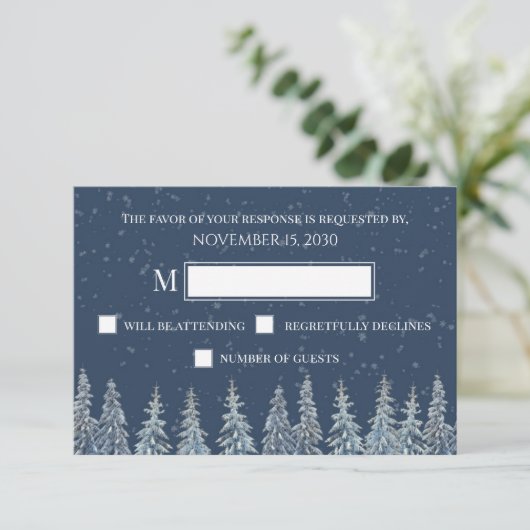 Blue Rustic Winter Forest Wedding RSVP (スタンド正面)
