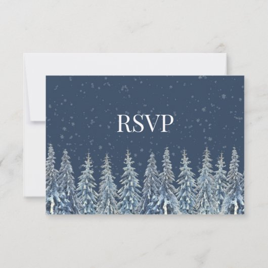 Blue Rustic Winter Forest Wedding RSVP (裏面)