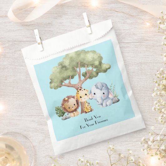 BLUE SAFARI BABY SHOWER フェイバーバッグ (クリップ留めされた状態)