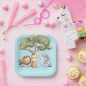 BLUE SAFARI BABY SHOWER ペーパープレート (パーティー)