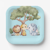 BLUE SAFARI BABY SHOWER ペーパープレート (正面)