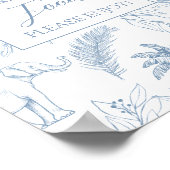 Blue Safari Jungle Animals Baby Shower Food Sign ポスター (角)