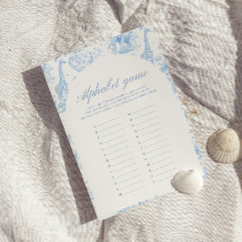 Blue Safari Toile de Jouy Alphabet Games