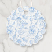 Blue Safari Toile de Jouy Baby Shower フェイバータグ (裏面)