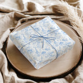 Blue Safari Toile de Jouy Baby Shower ラッピングペーパー