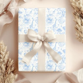 Blue Safari Toile de Jouy Baby Shower ラッピングペーパー