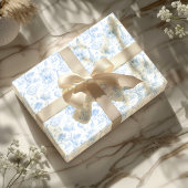 Blue Safari Toile de Jouy Baby Shower ラッピングペーパー