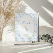 Blue Safari Toile de Jouy Baby Shower Favor Sign
