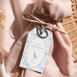 Blue Safari Toile de Jouy Baby Shower Favor Tags ギフトタグ