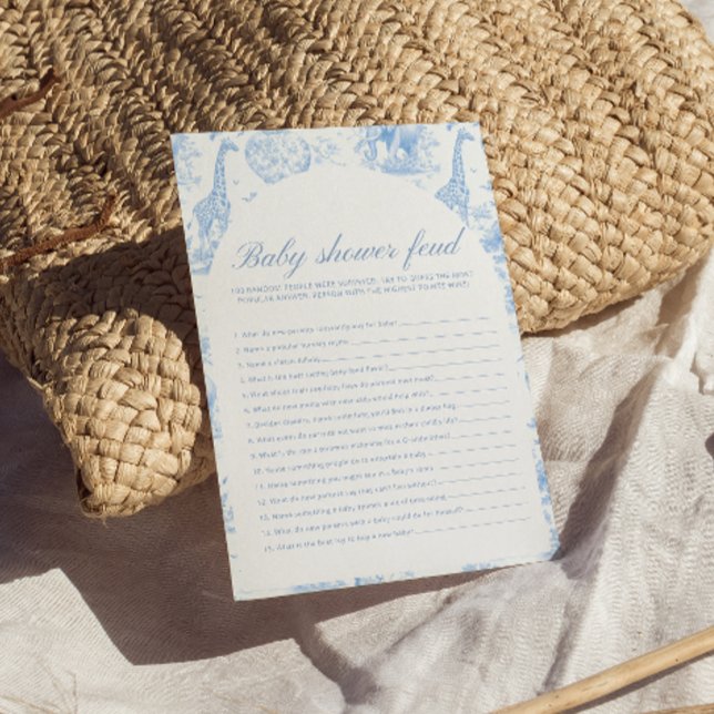 Blue Safari Toile de Jouy Baby Shower Feud Games (クリエイターアップロード済み)