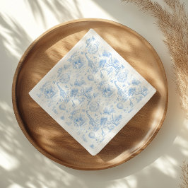 Blue Safari Toile De Jouy Boy Baby Shower スタンダードカクテルナプキン