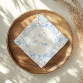 Blue Safari Toile De Jouy Boy Baby Shower スタンダードカクテルナプキン