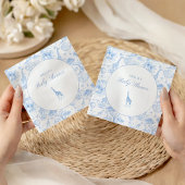 Blue Safari Toile De Jouy Boy Baby Shower スタンダードカクテルナプキン