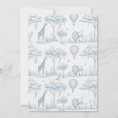 blue Safari Toile De Jouy Boy Baby Shower  招待状 (裏面)