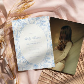 Blue Safari Toile De Jouy Boy Baby Shower  招待状