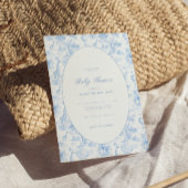 Blue Safari Toile De Jouy Boy Baby Shower  招待状