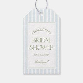 Blue & Sage Striped Bridal Shower Favor Tags ギフトタグ