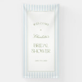 Blue & Sage Striped Bridal Shower Welcome Banner 横断幕 (縦)