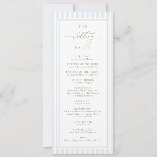 Blue & Sage Wedding Program 招待状 (裏面)