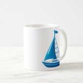 Blue Sailboat  コーヒーマグカップ (正面右)