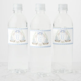 Blue Sailboat Baby Shower Water Bottle Labels ペットボトルラベル