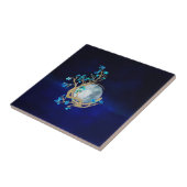 Blue Sakura Blossom Zen Moon タイル (側面)