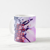 Blue Samurai & Cherry Blossom Ink Art Motivational コーヒーマグカップ (正面左)