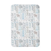 Blue Sand Beach Theme Shells Words バスマット (正面縦)