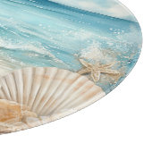 BLUE SANDY BEACH SCENE WITH SEASHELLS カッティングボード (角)