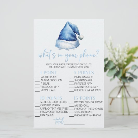 Blue Santa電話の赤ちゃんシャワーゲームの内容 便箋 (スタンド正面)