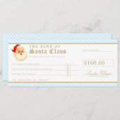 Blue Santa Cheque Gift Voucher Card 招待状 (正面/裏面)